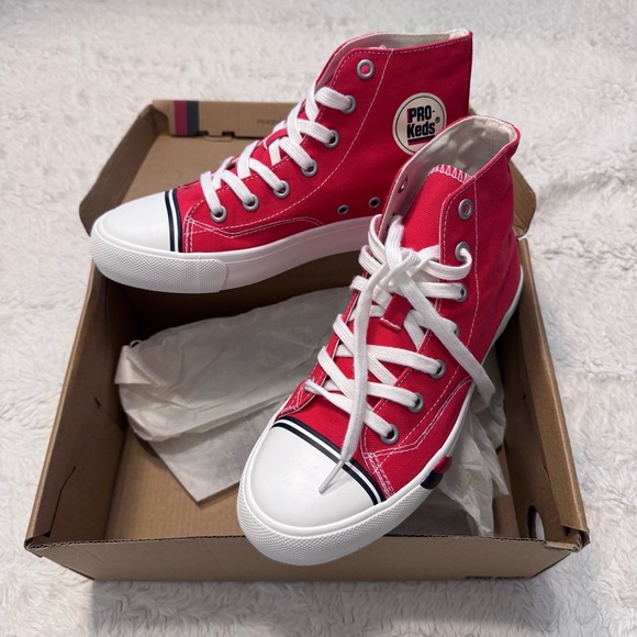 Keds Other - PRO-Keds Royal Hi Red Canvas High Top Sneakers Size 3.5M 5.5W New in Box